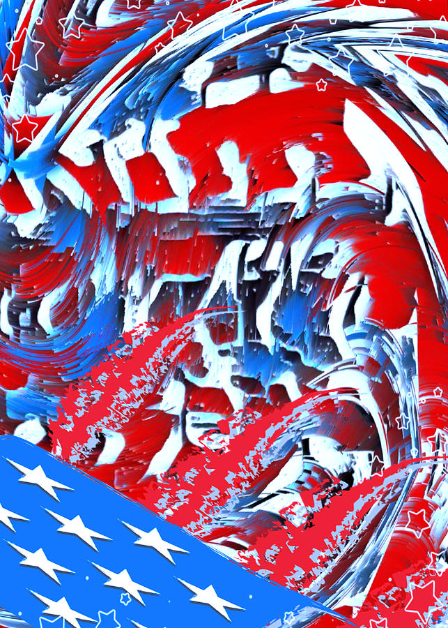 Stars n stripes graffiti love Digital Art by Silver Pixie