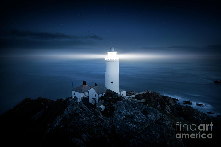 Lighthouse Photograph - Stars over Start Point Lighthouse by Justin Foulkes