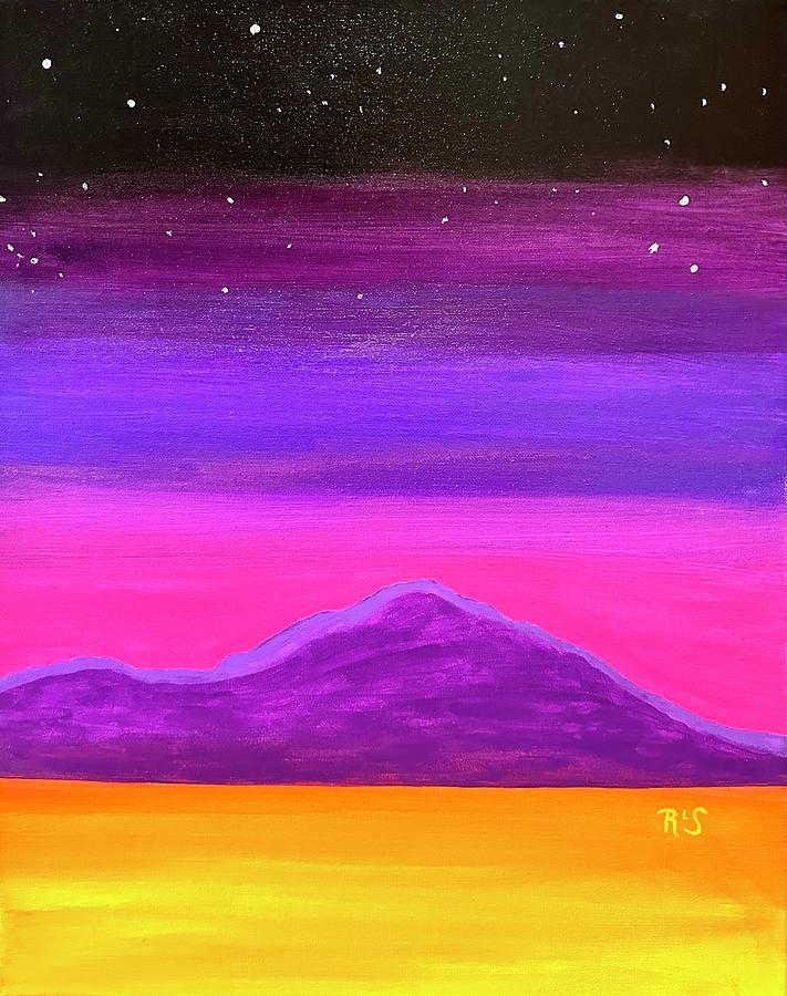 Stars over Sunset at Mt Diablo Painting by Ron Snyder - Pixels