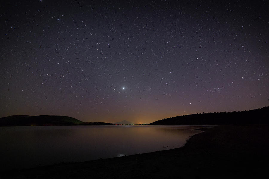 Stars over the lake Photograph by Loyd Towe Photography