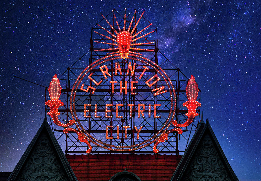 Architecture Photograph - Stars Over The Scranton, The Electric City by Mountain Dreams