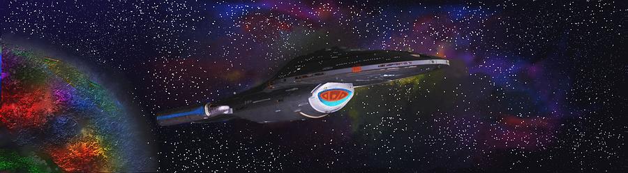 Starship  Leaving Orbit Digital Art by Robert Rearick