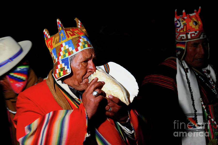 Portrait Photograph - Start of Aymara New Year Ceremonies Bolivia by James Brunker