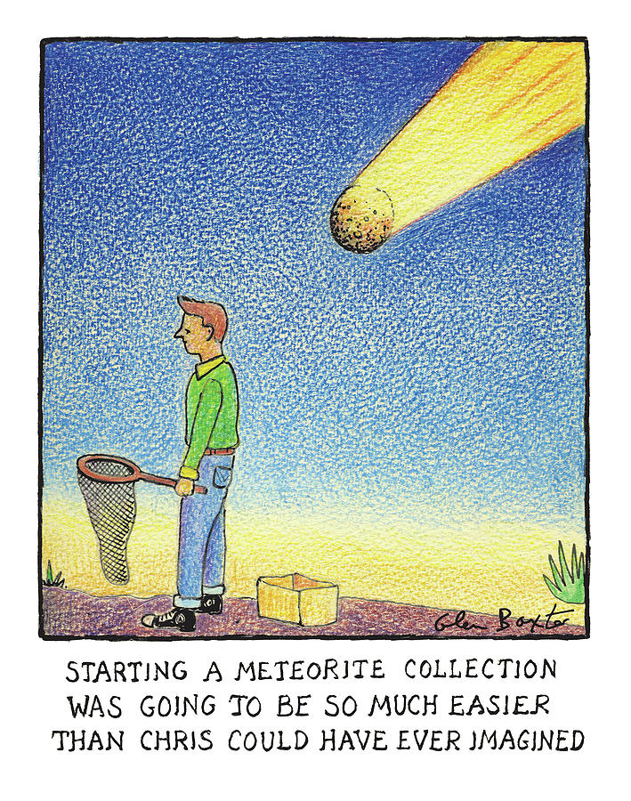 Starting a Meteor Collection Drawing by Glen Baxter