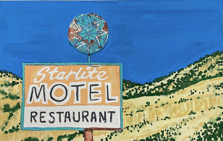 Startlite Motel Mt Carmel Utah Painting by Kirsten Beitler