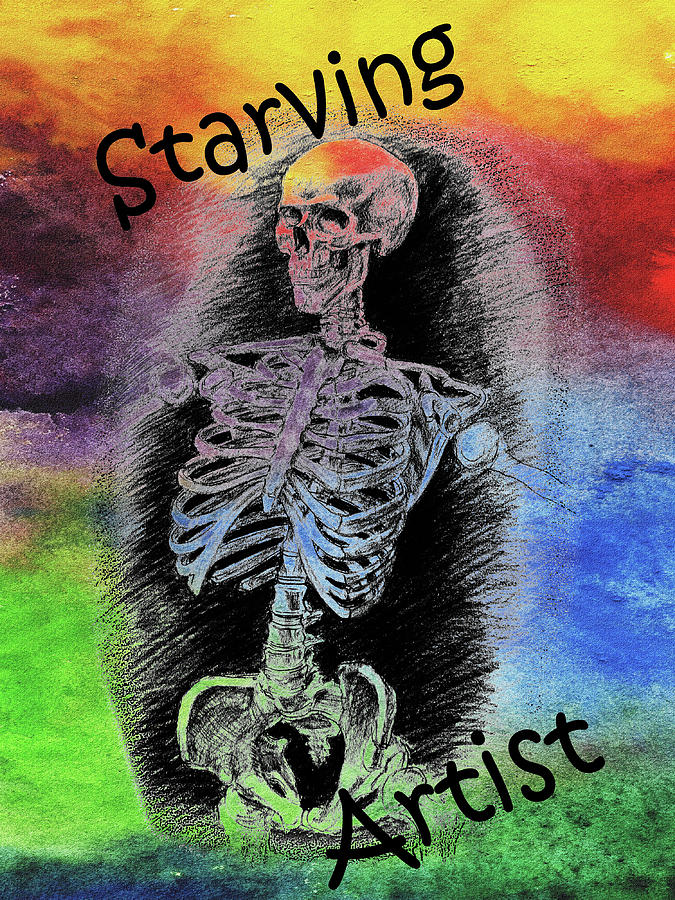 Starving Artist Illustration Skeleton Joke Or Truth Painting by Irina Sztukowski