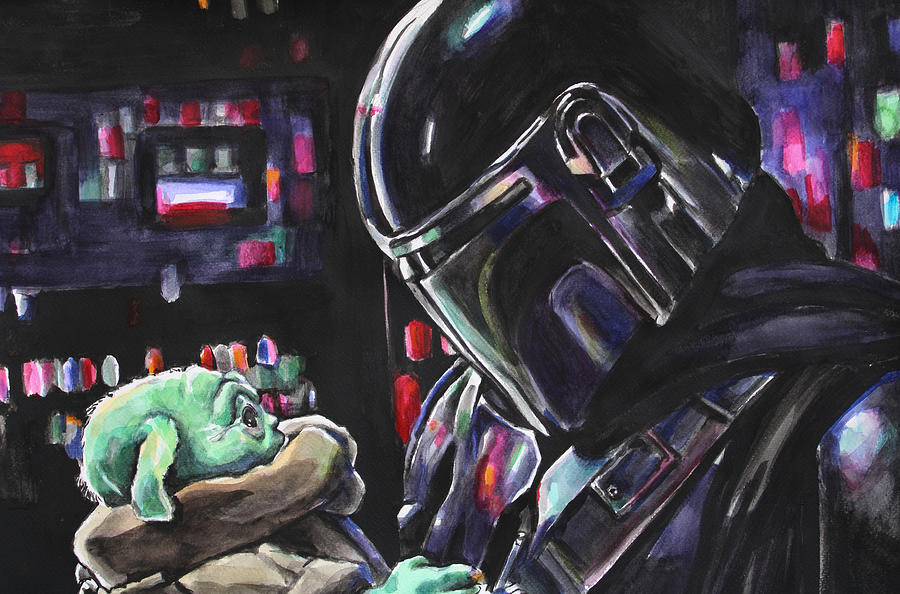 Starwars ,the Mandolorian series Painting by Lucia Hoogervorst