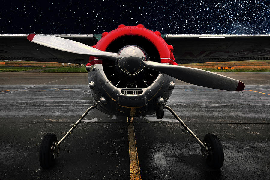 Stary Night and a Cessna Businessliner Airplane Photograph by Bill Swartwout