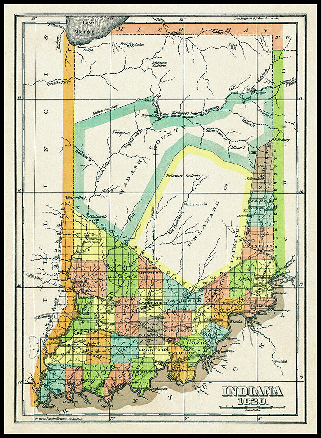 State Of Indiana Vintage Map 1820 Photograph By Carol Japp Pixels   State Of Indiana Vintage Map 1820 Carol Japp 