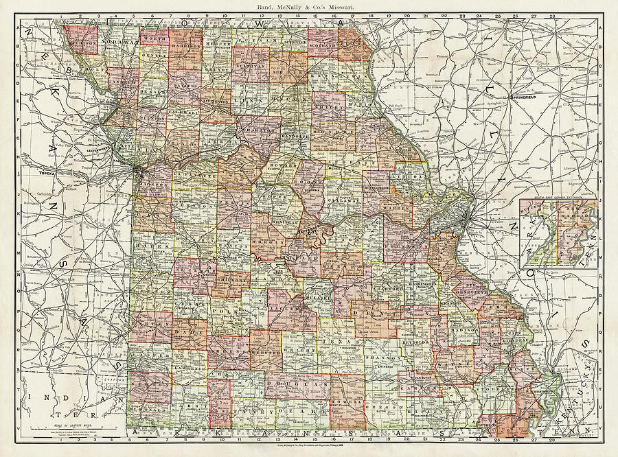 State of Missouri Antique Map 1892 Photograph by Carol Japp - Fine Art ...