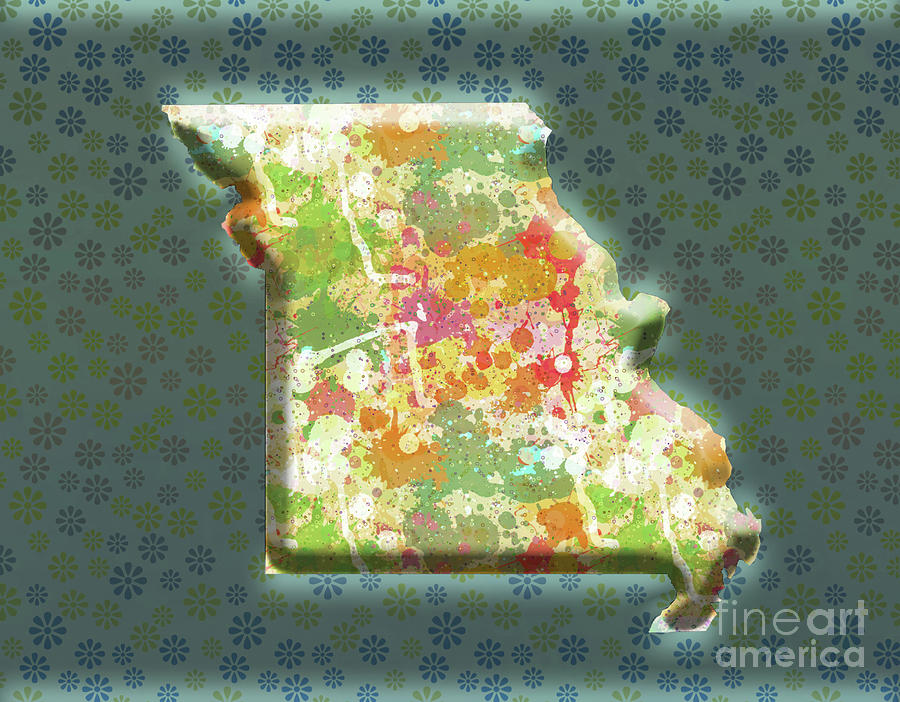State Of Missouri Floral With Green Background Painting by Genevieve Esson
