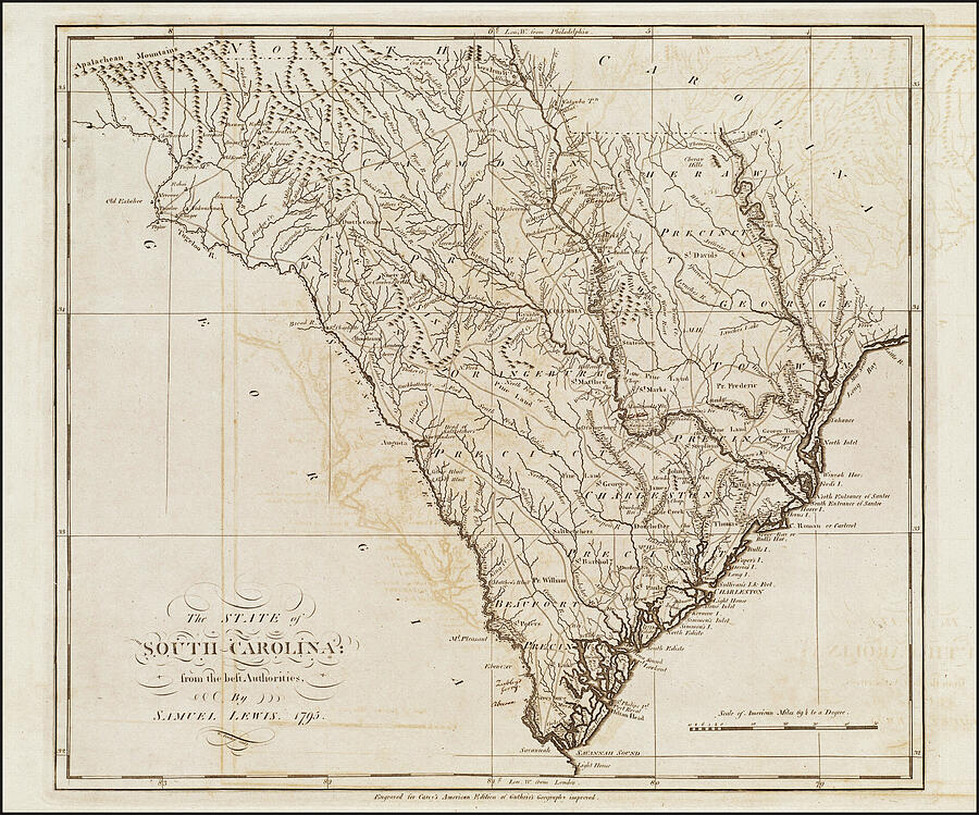 State of South Carolina Vintage Map 1795 Photograph by Carol Japp ...