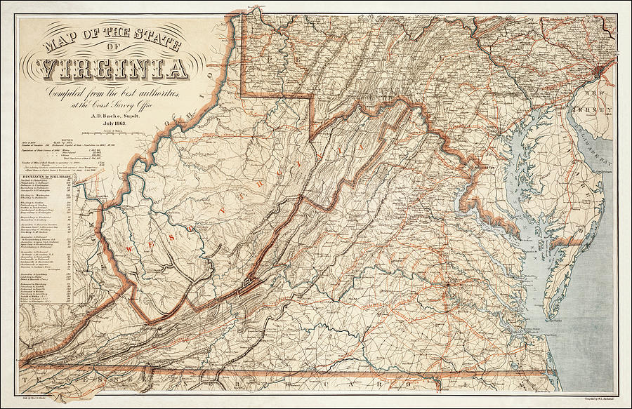 State of Virginia Vintage Map 1863 Photograph by Carol Japp