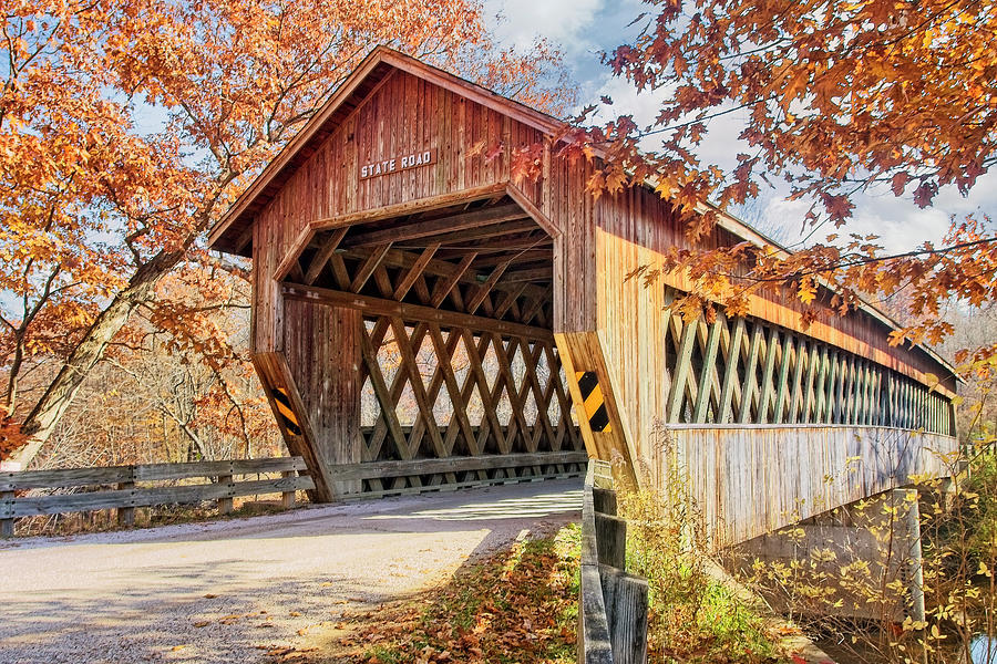Nature Photograph - State Road Covered Bridge 2 by Marcia Colelli