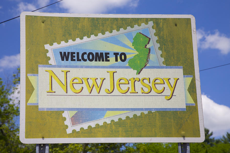 State welcoming sign, New Jersey Photograph by Barry Winiker
