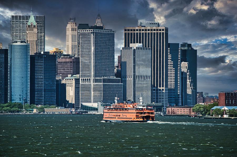 Staten Island Ferry And Lower Manhattan Photograph