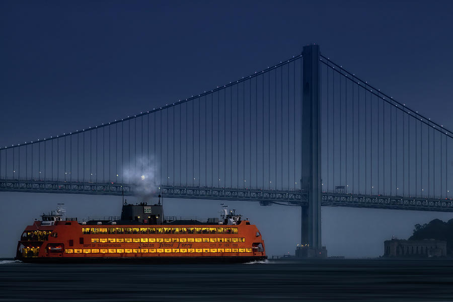 Staten Island Ferry by the Verrazano Photograph by Susan Candelario