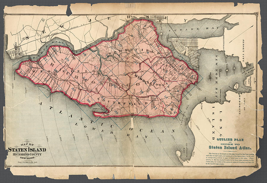 Staten Island map 1874 Photograph by Phil Cardamone