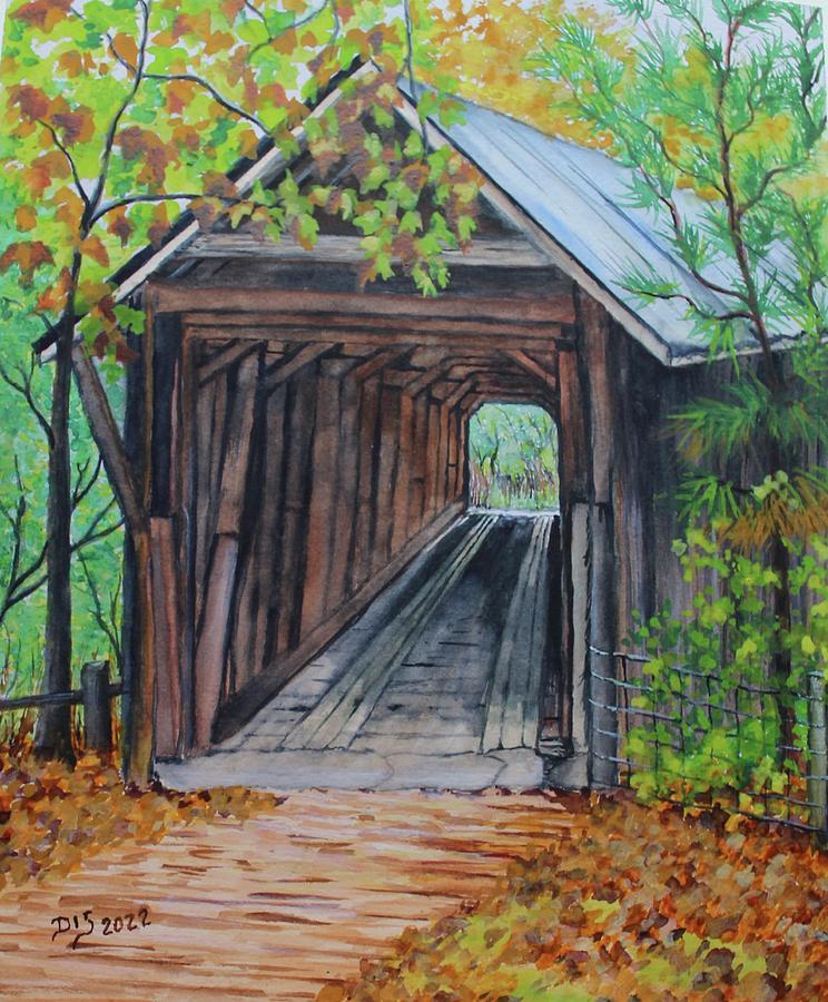 Statesville, NC, covered bridge Painting by Darla Sittman