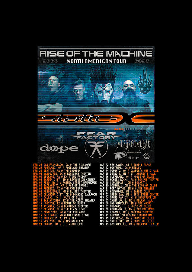 Static X Rise Of The Machine Tour Date 2023 Iy22 Digital Art by Indah