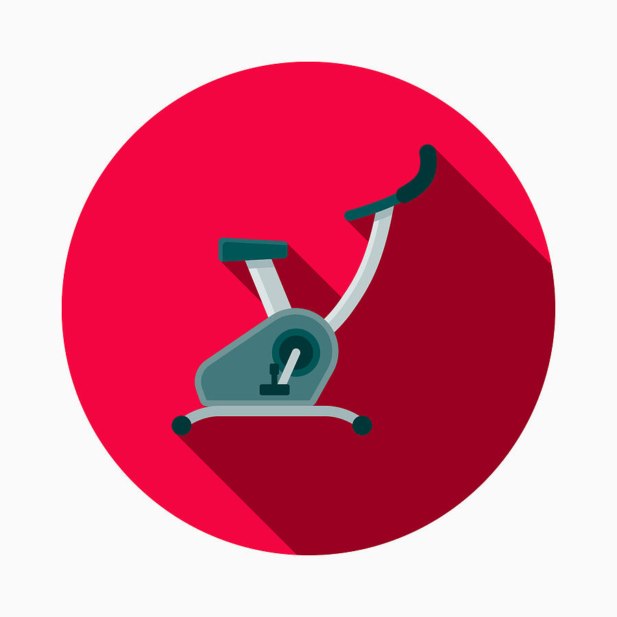 Stationary Cycle Flat Design Fitness & Exercise Icon Drawing by Bortonia