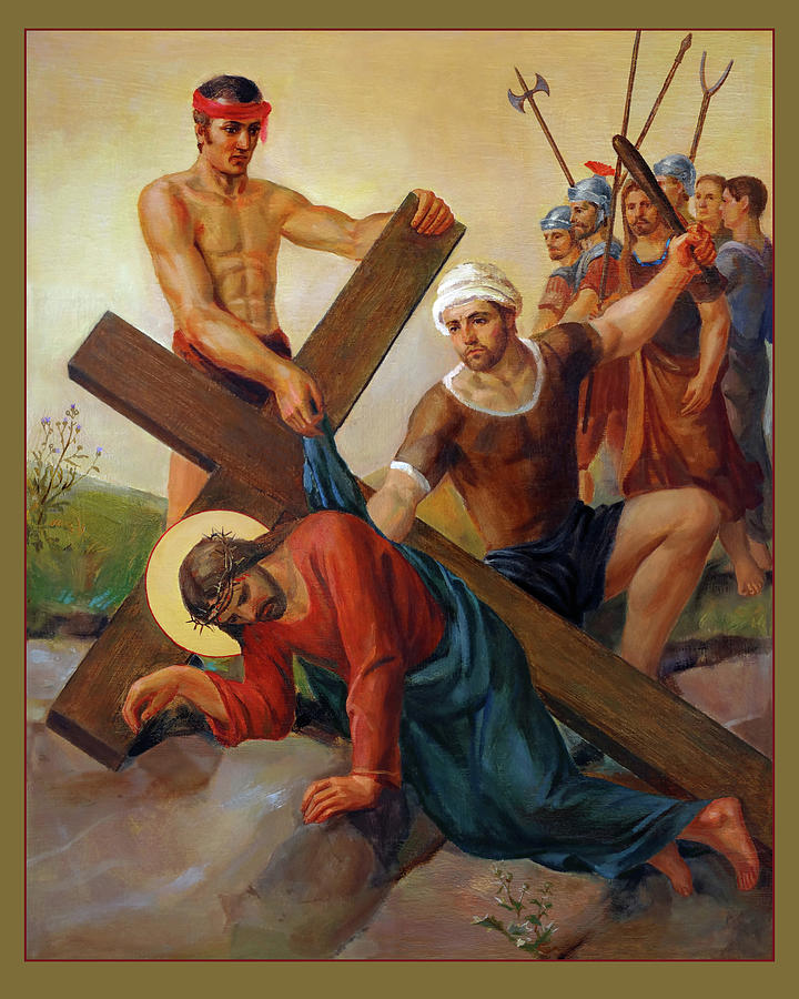 Golgotha Painting - Stations Of The Cross 7 by Svitozar Nenyuk
