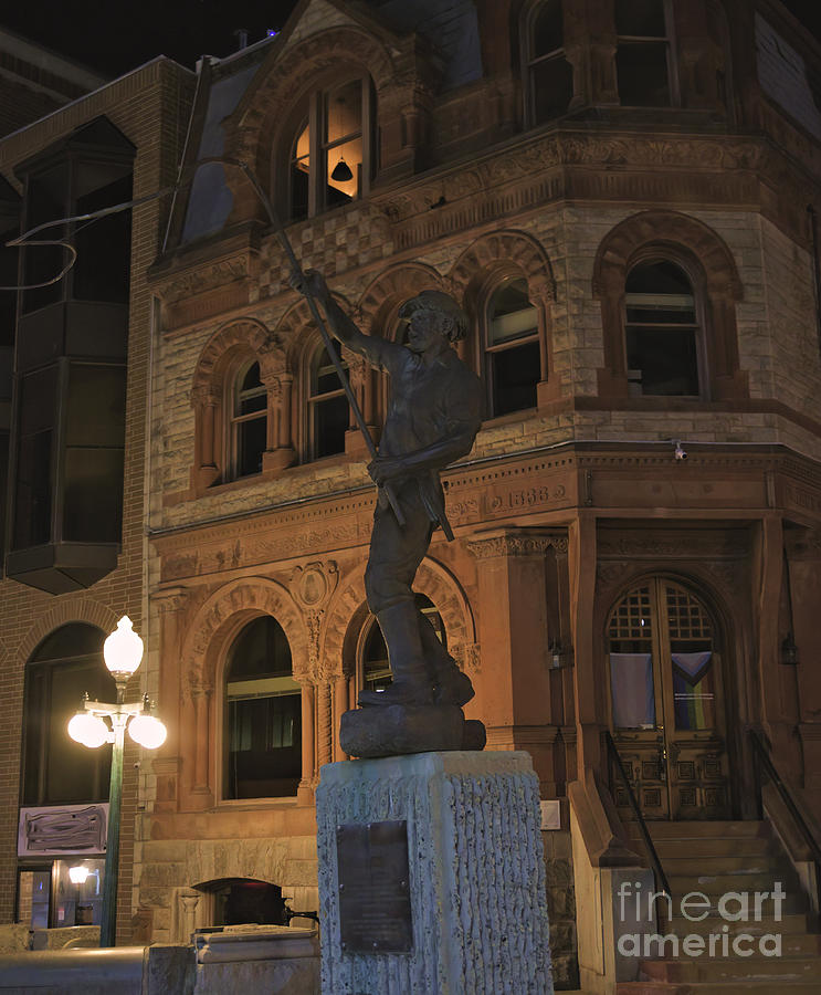 Night Photograph - Statue and Old Building by Kae Cheatham
