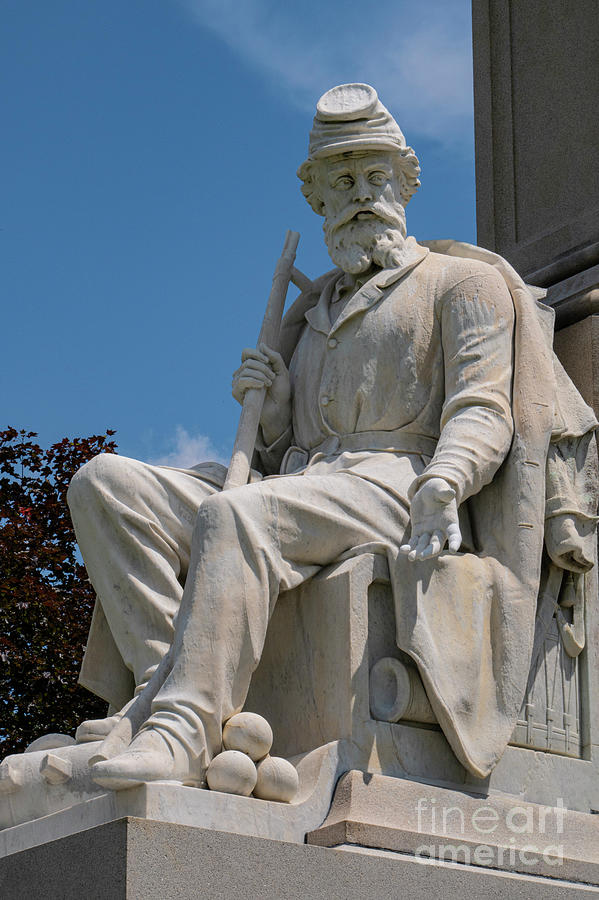 Statue at the Base of the Soldiers National Monument in Gettysburg Photograph by Bob Phillips