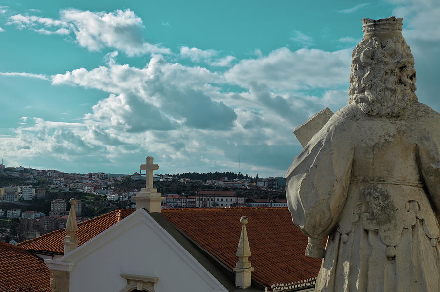 Statue looking over Coimbra City Photograph by Angelo DeVal