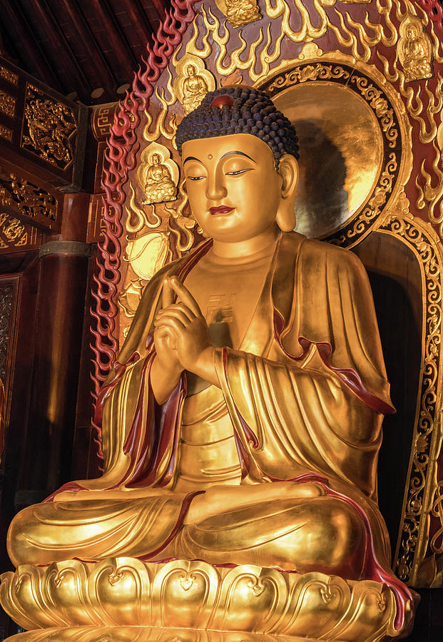 Statue of Buddha at Big Wild Goose Pagoda in Xian Photograph by Steven ...