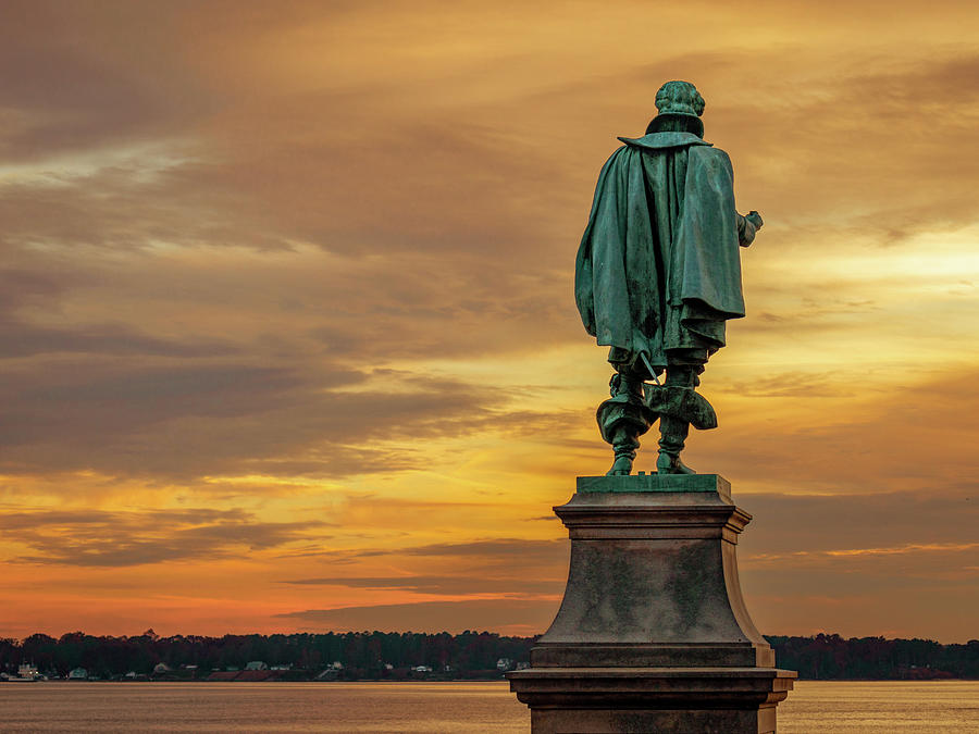 Statue of Captain John Smith at Sunset Photograph by Rachel Morrison