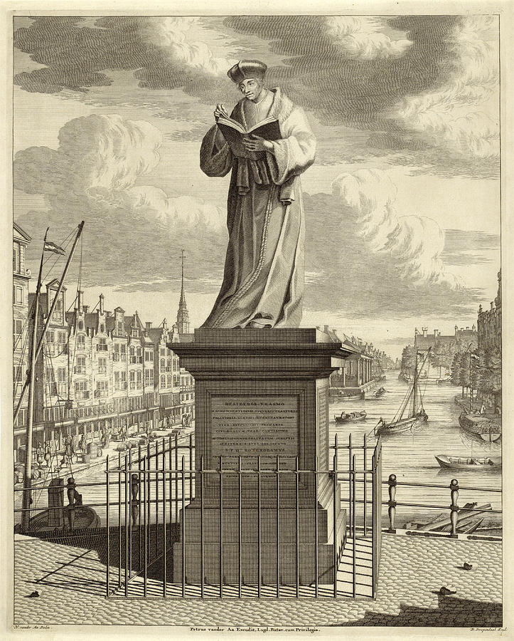 Statue of Desiderius Erasmus in Rotterdam  Drawing by Daniel Stopendaal