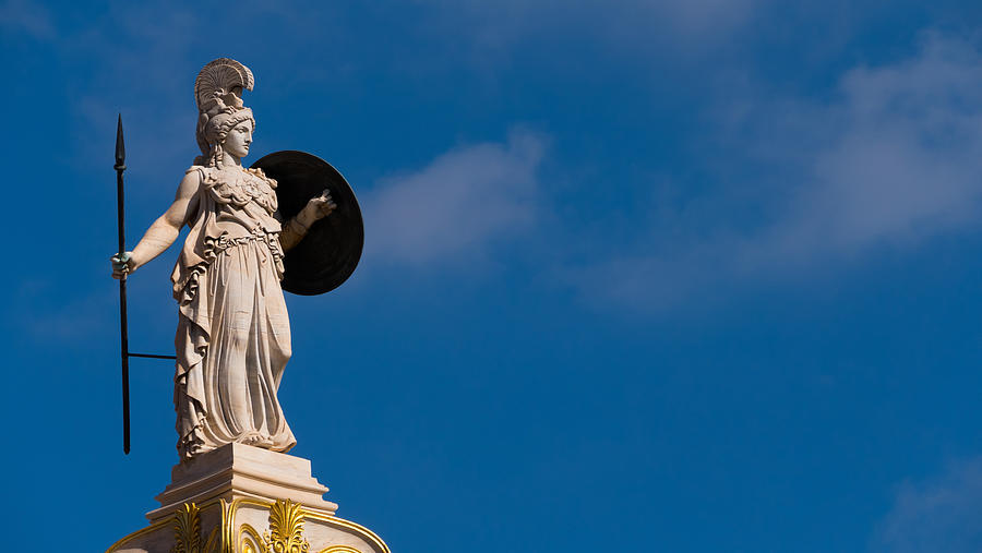 Statue of Goddess Athena in  Athens, Greece - copy space Photograph by Valentinrussanov