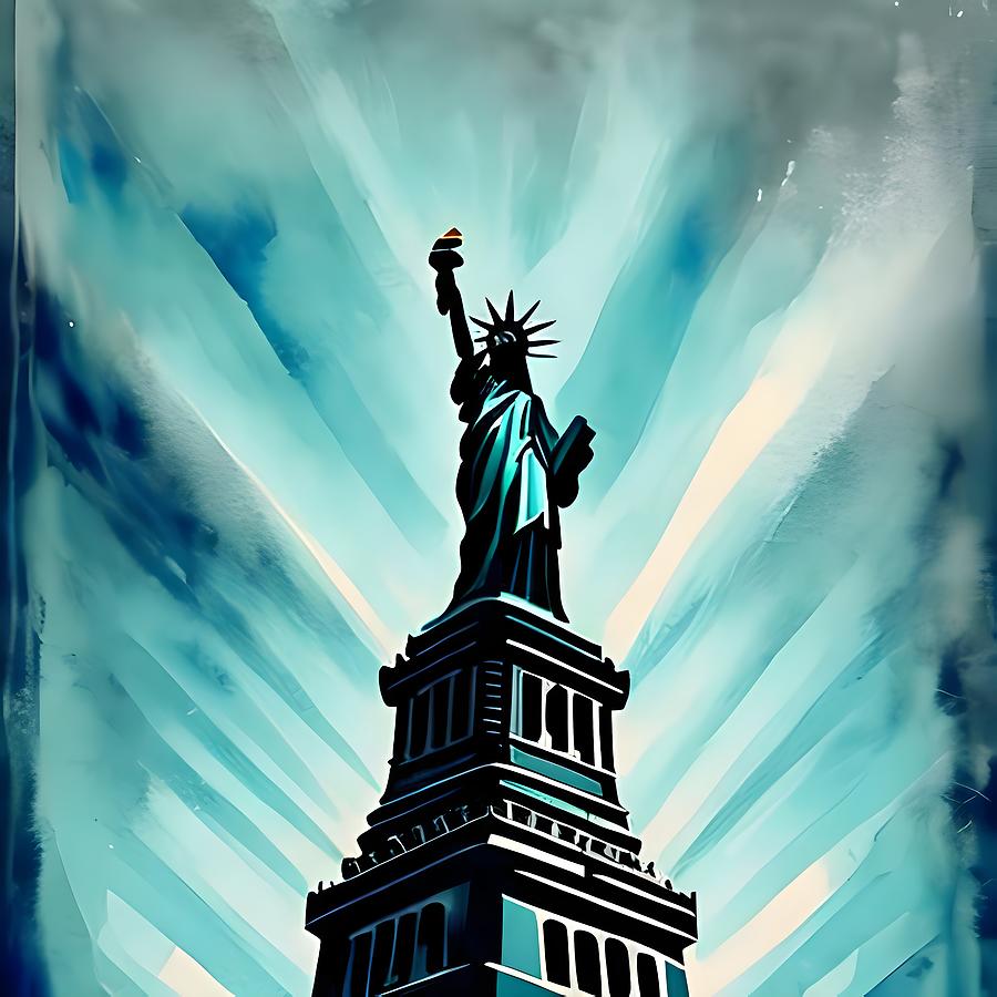 Statue Of Liberty Abstract Art Digital Art by SykArt Designs - Fine Art