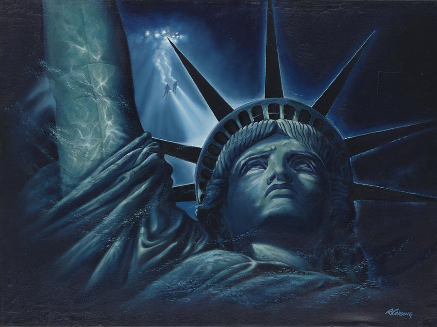 Statue of Liberty aka Divers Painting by Robert Cording - Pixels