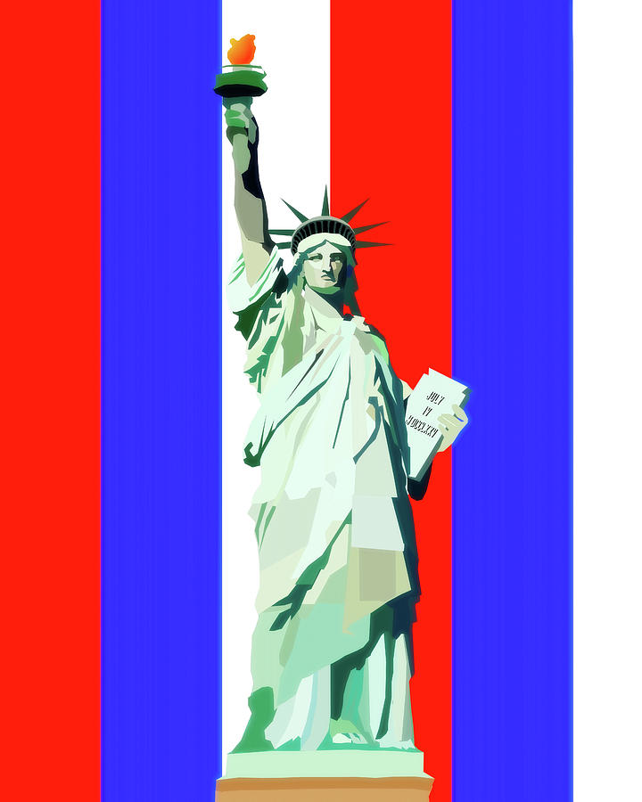 Statue Of Liberty Design On Patriotic Background Digital Art by Dan Sproul