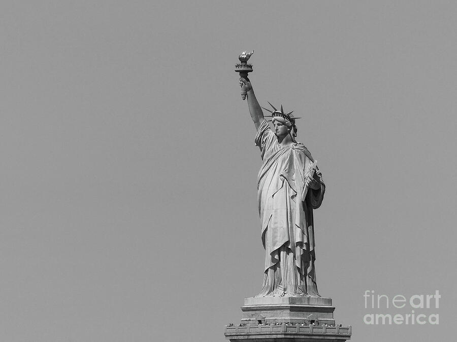 Statue Of Liberty Photograph - Statue of Liberty From Staten Island Ferry BW 4 by Connie Sloan