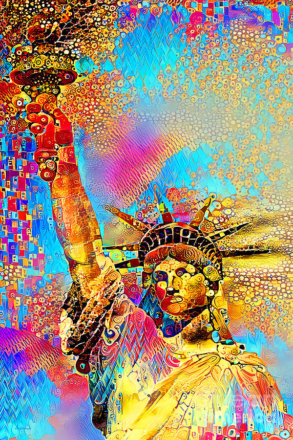 Statue of Liberty in a Gustav Klimt World 20210701 v3 Photograph by Wingsdomain Art and Photography