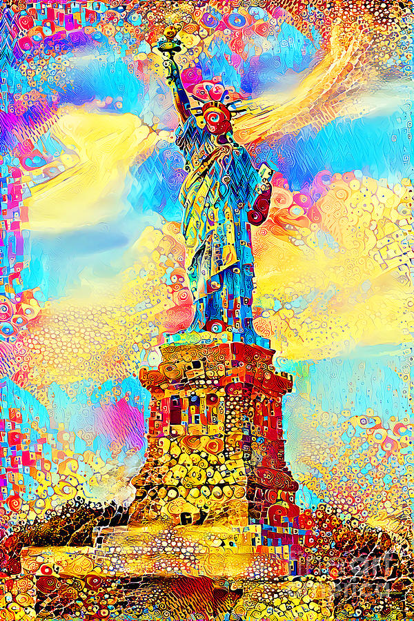 Statue of Liberty in a Gustav Klimt World 20210701 Photograph by Wingsdomain Art and Photography