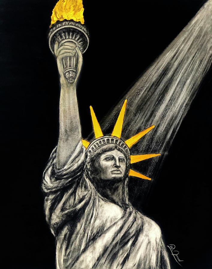 STATUE of LIBERTY - IN GOD WE TRUST Drawing by Walter Israel | Pixels