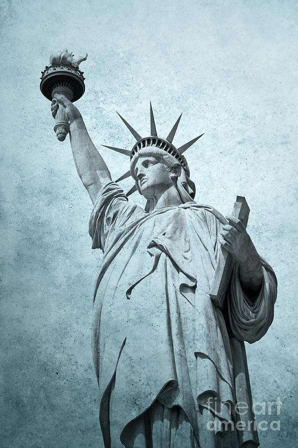 Statue of liberty in blue Photograph by Delphimages Photo Creations