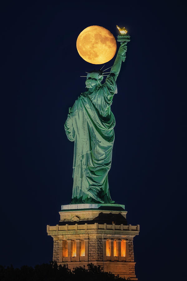 Statue Of Liberty Moon  Photograph by Susan Candelario