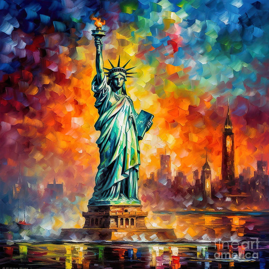 Statue Of Liberty Painting - Statue Of Liberty Painting 3 by Mark Ashkenazi
