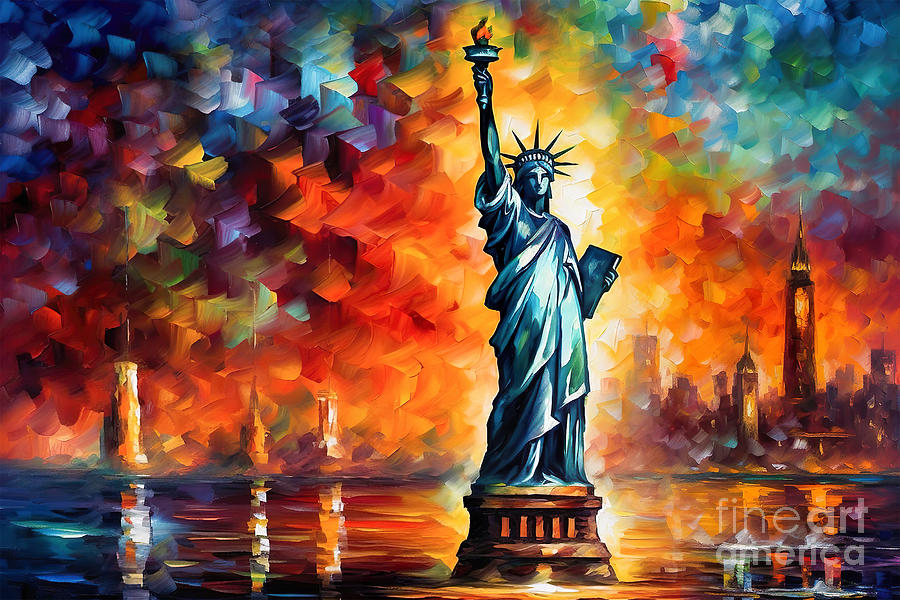 Statue Of Liberty Painting - Statue Of Liberty Painting 4 by Mark Ashkenazi