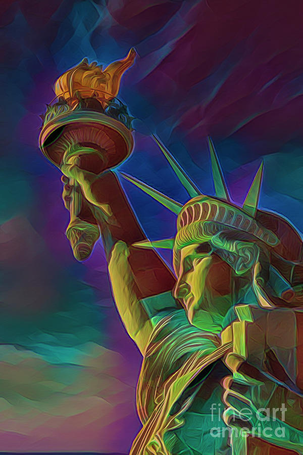 Statue of Liberty Paintography Artistic NYC  Digital Art by Chuck Kuhn