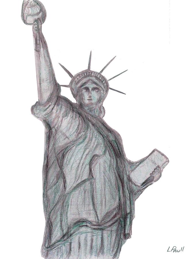 Statue Of Liberty Symbol Drawing By Lawrence Paull - Pixels