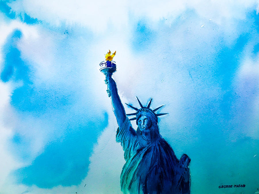 Statue of liberty watercolor Painting by George Jacob