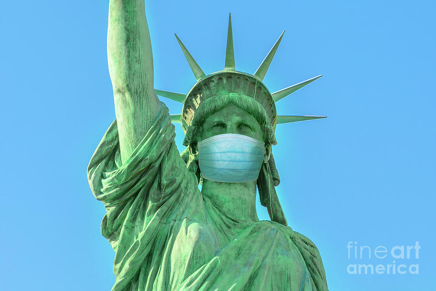 Statue of Liberty with surgical mask Photograph by Benny Marty