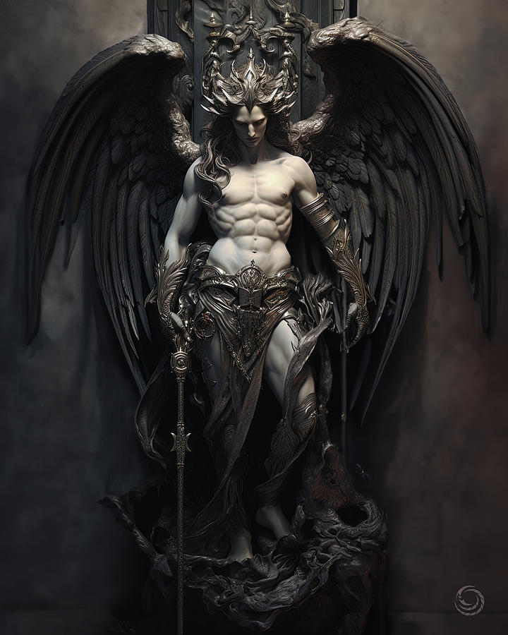 Statue Of Lucifer Fallen Angel 01 Digital Art By Midgard Daniel   Statue Of Lucifer Fallen Angel 01 Midgard Daniel Super 