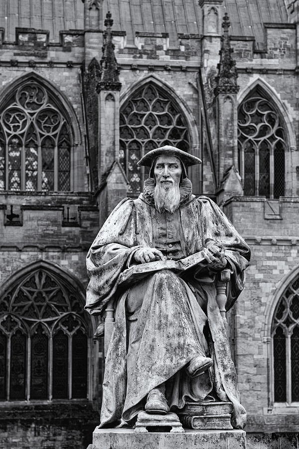  Statue of Richard Hooker Monochrome Photograph by Jeff Townsend